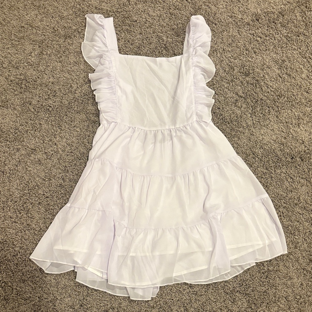 Amazon White Ruffle Casual Dress